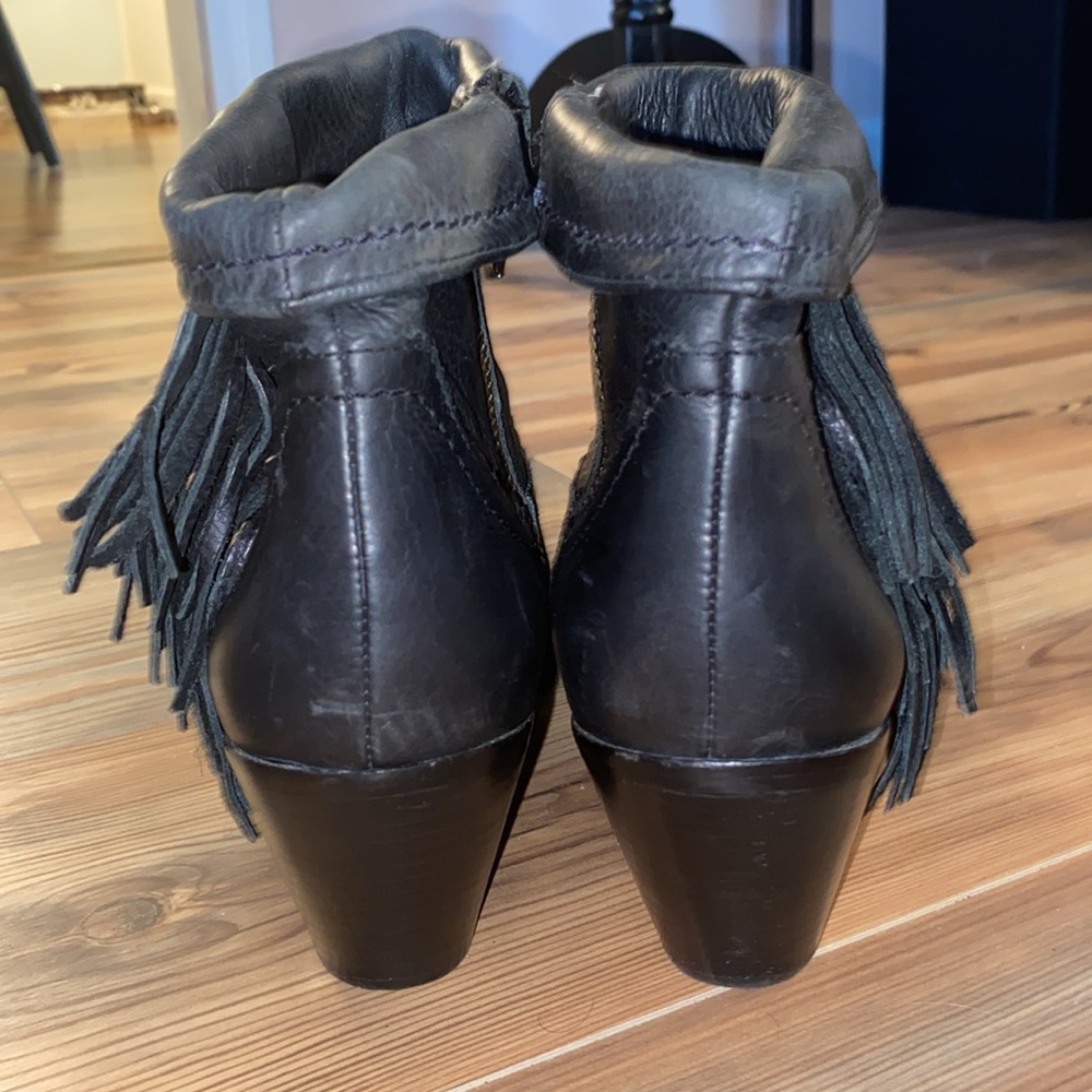SALE 🎉 Sam Edleman Louie Fringe Black Leather booties size 10 - Picture 10 of 13